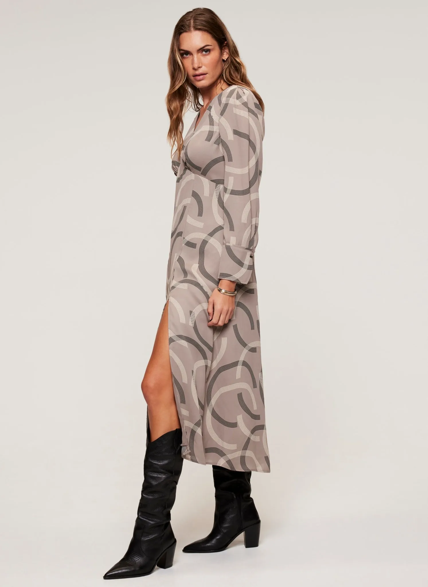 Grey Geo Print Midi Dress sold by Mint Velvet product image thumbnail 4