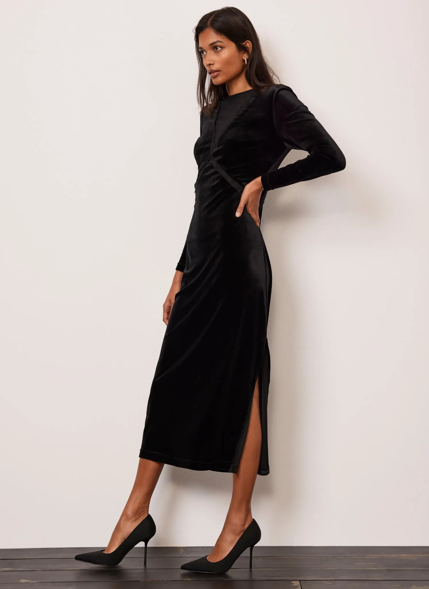 Black Velvet Midi Dress sold by Mint Velvet product image thumbnail 3
