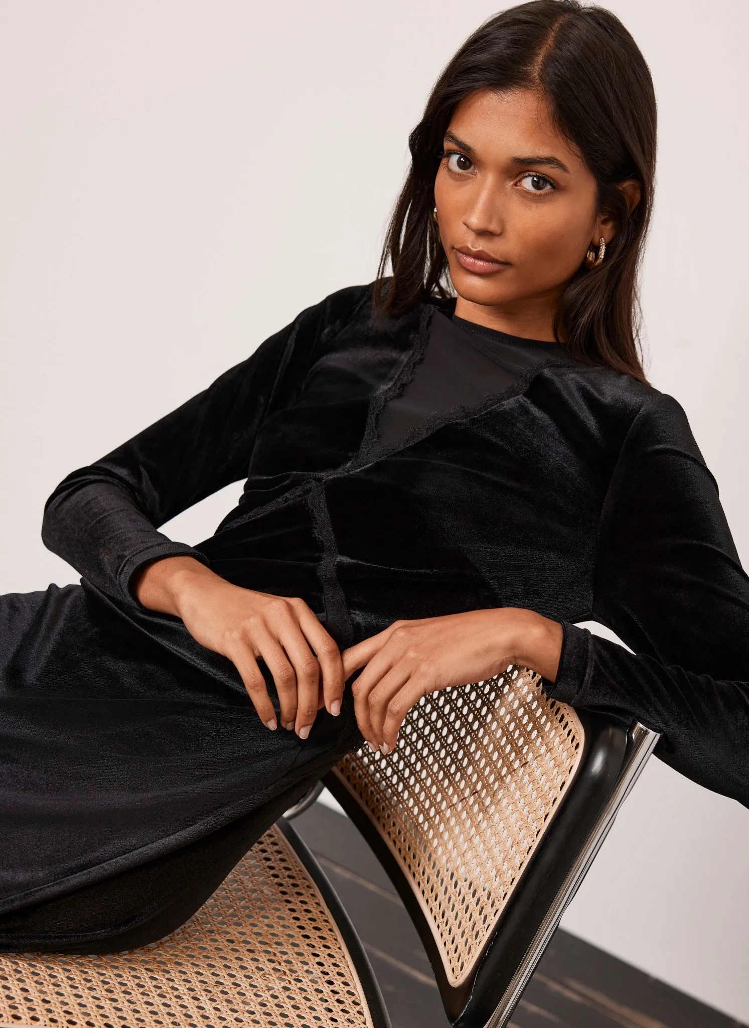 Black Velvet Midi Dress sold by Mint Velvet product image thumbnail 2