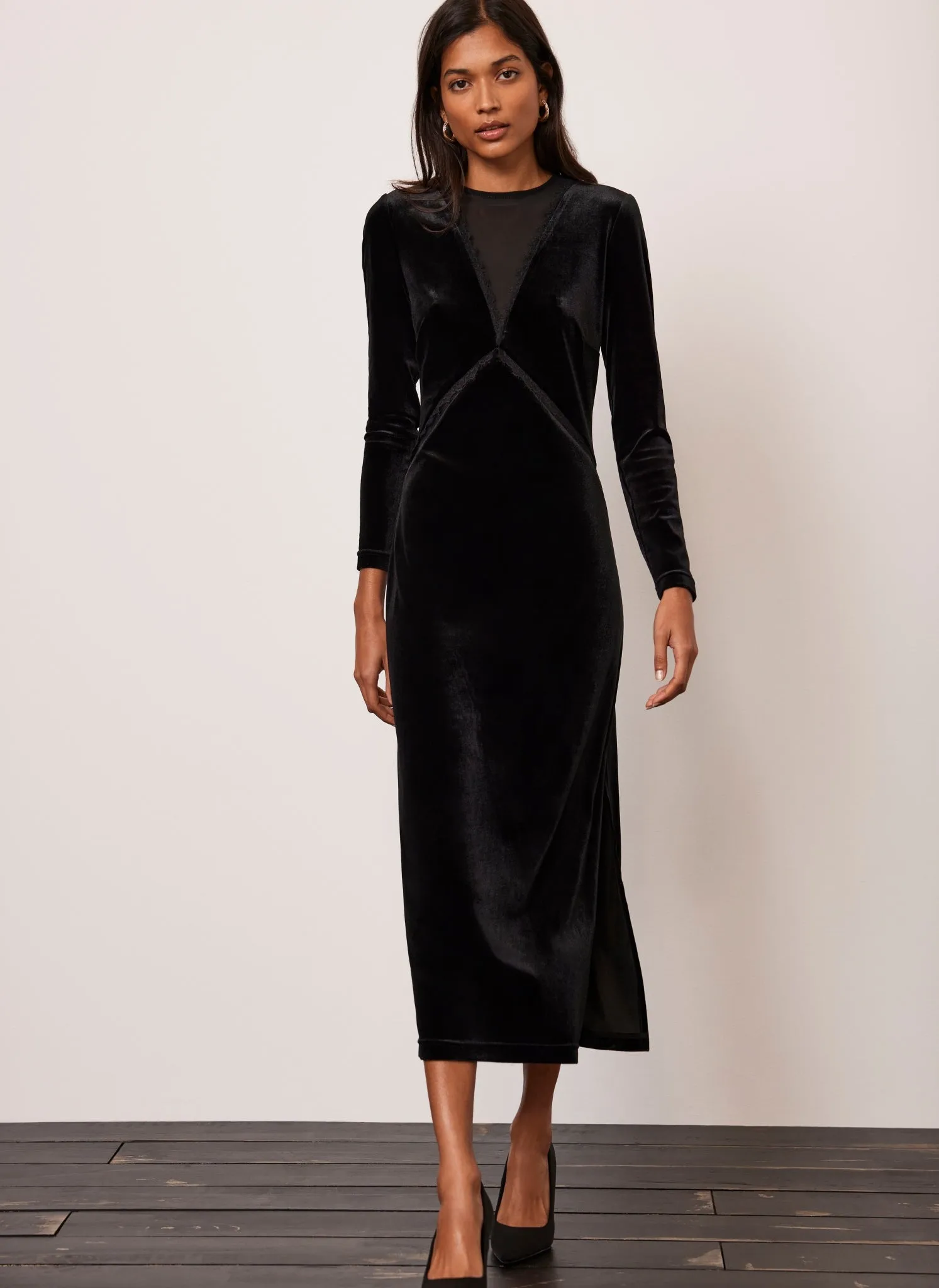 Black Velvet Midi Dress sold by Mint Velvet product image thumbnail 5