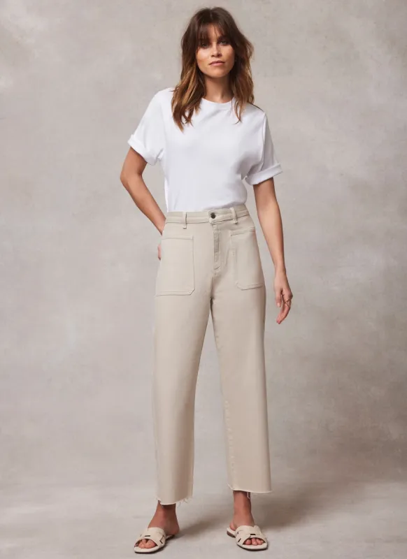 Beige Crop Wide Jeans sold by Mint Velvet