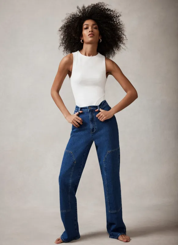 Indigo Carpenter Wide Jeans sold by Mint Velvet