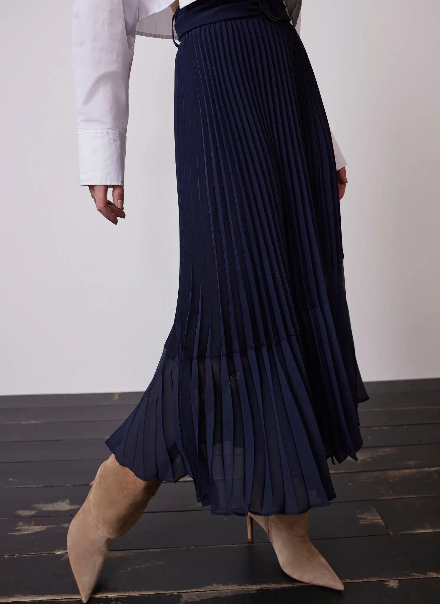 Navy Blue Pleated Midi Skirt sold by Mint Velvet product image thumbnail 2