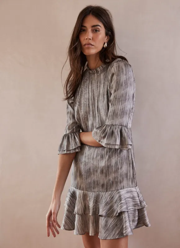 Grey Ruffle Mini Dress sold by Mint Velvet