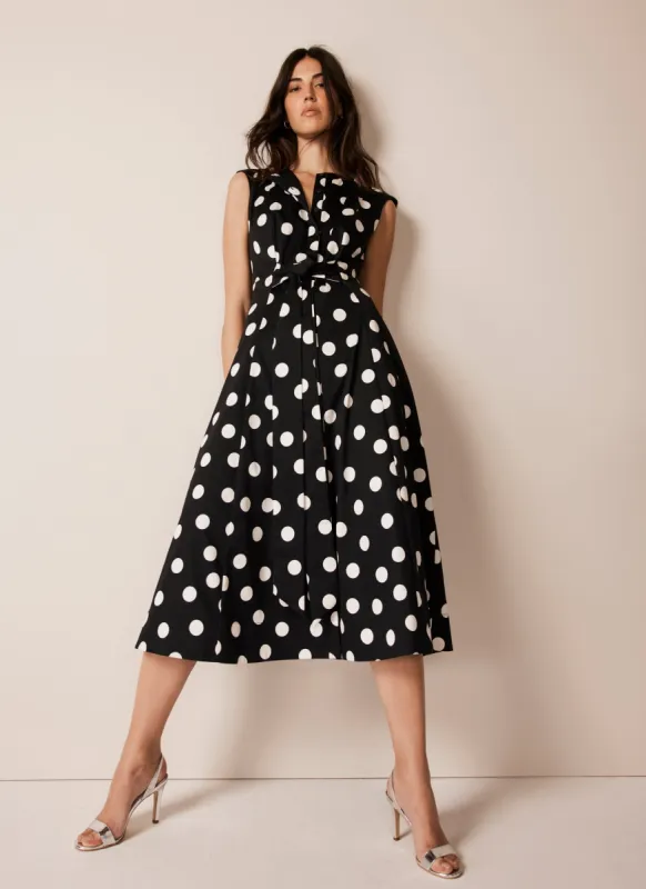 Black Polka Dot Midi Dress sold by Mint Velvet