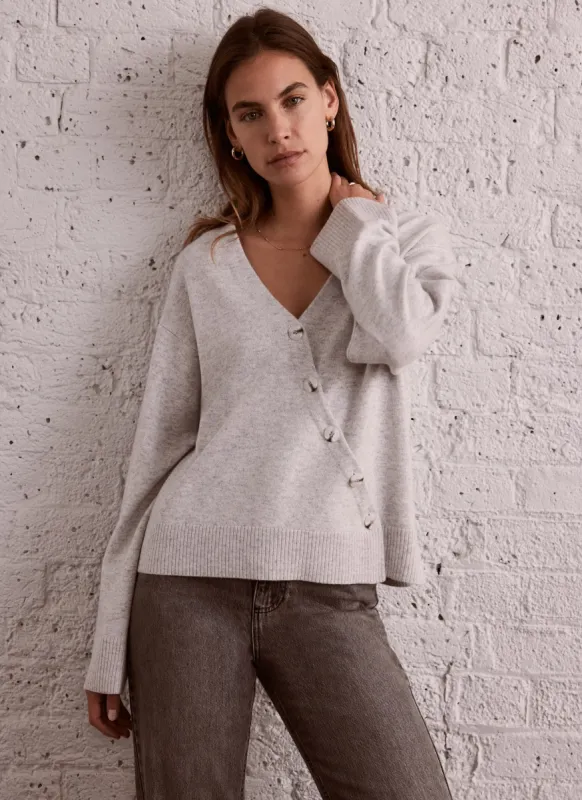 Grey Wool Blend Button Jumper sold by Mint Velvet
