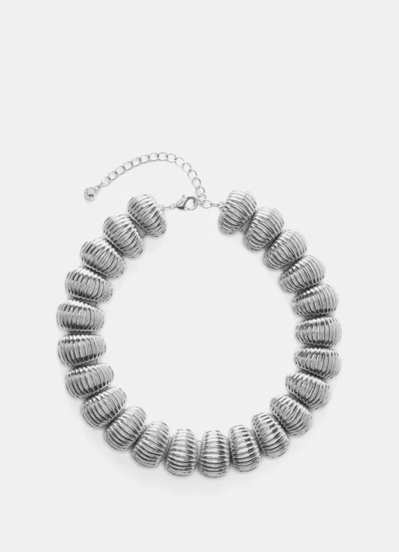 Silver Tone Ribbed Statement Necklace sold by Mint Velvet