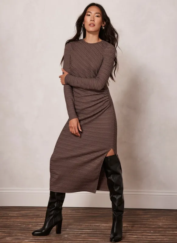 Brown Textured Midi Dress sold by Mint Velvet