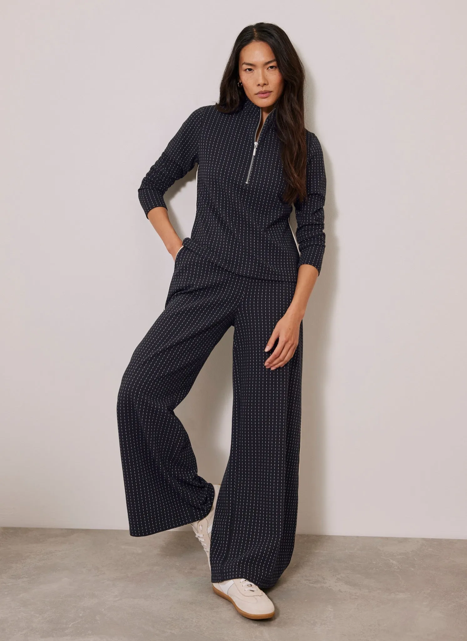 Navy Pinstripe Wide Trousers sold by Mint Velvet product image thumbnail 2