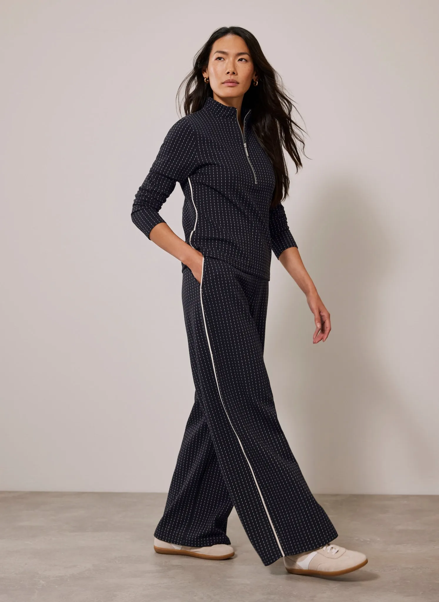 Navy Pinstripe Wide Trousers sold by Mint Velvet product image thumbnail 4
