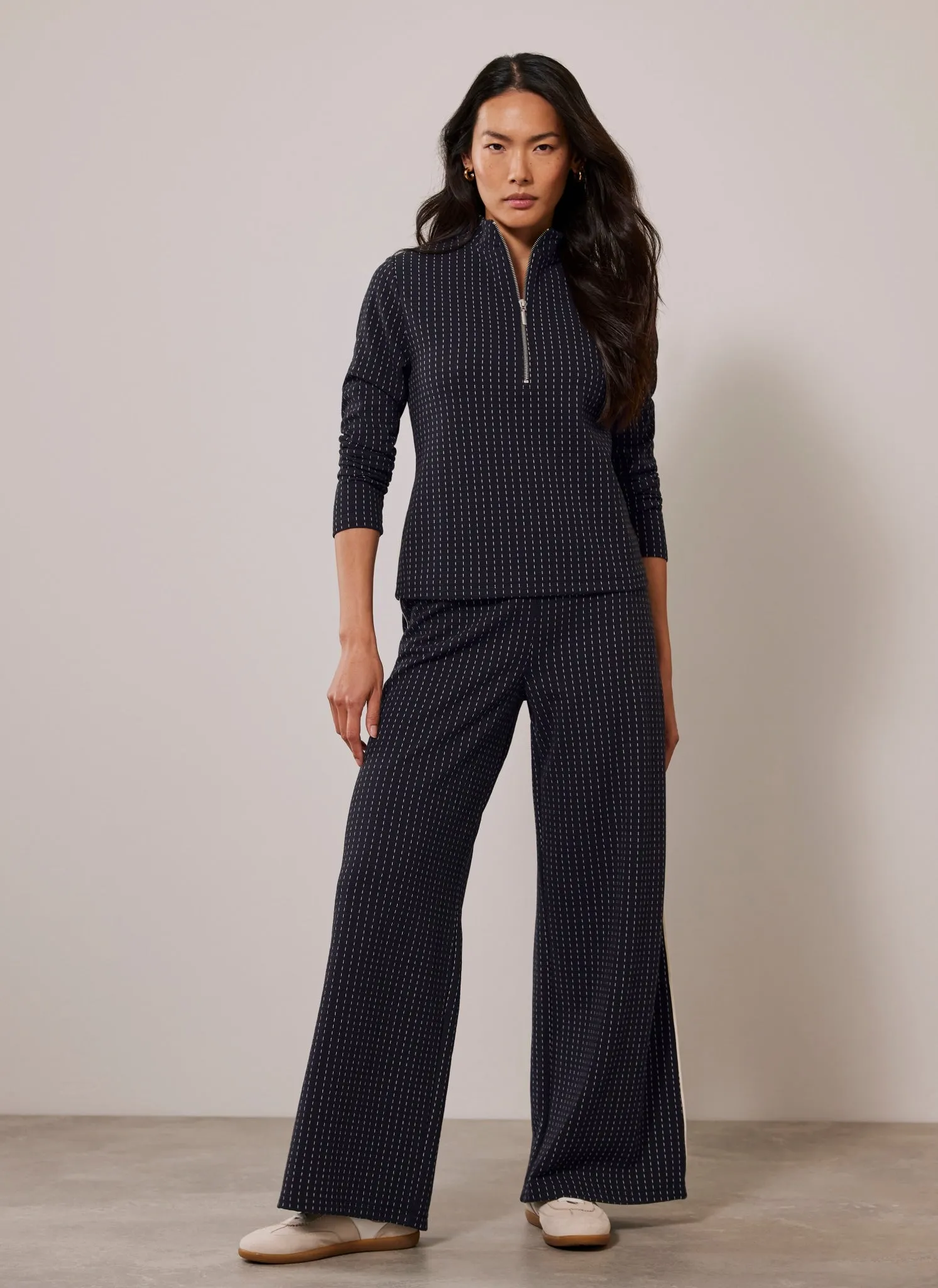 Navy Pinstripe Wide Trousers sold by Mint Velvet product image thumbnail 3