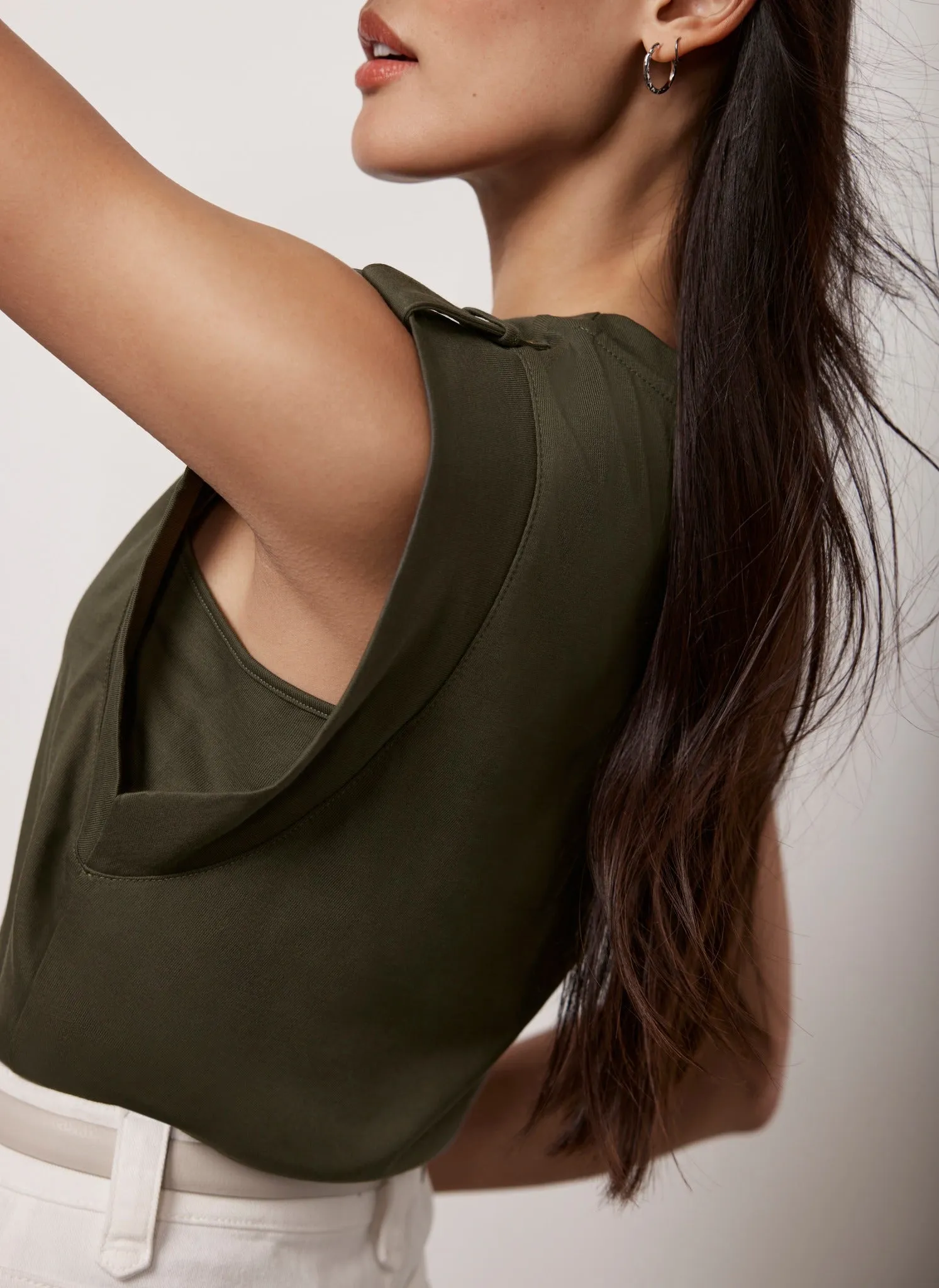 Khaki Cotton Utility T-Shirt sold by Mint Velvet product image thumbnail 3