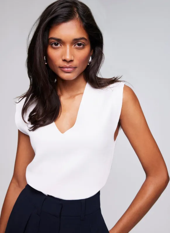 White V-Neck Knitted Top sold by Mint Velvet