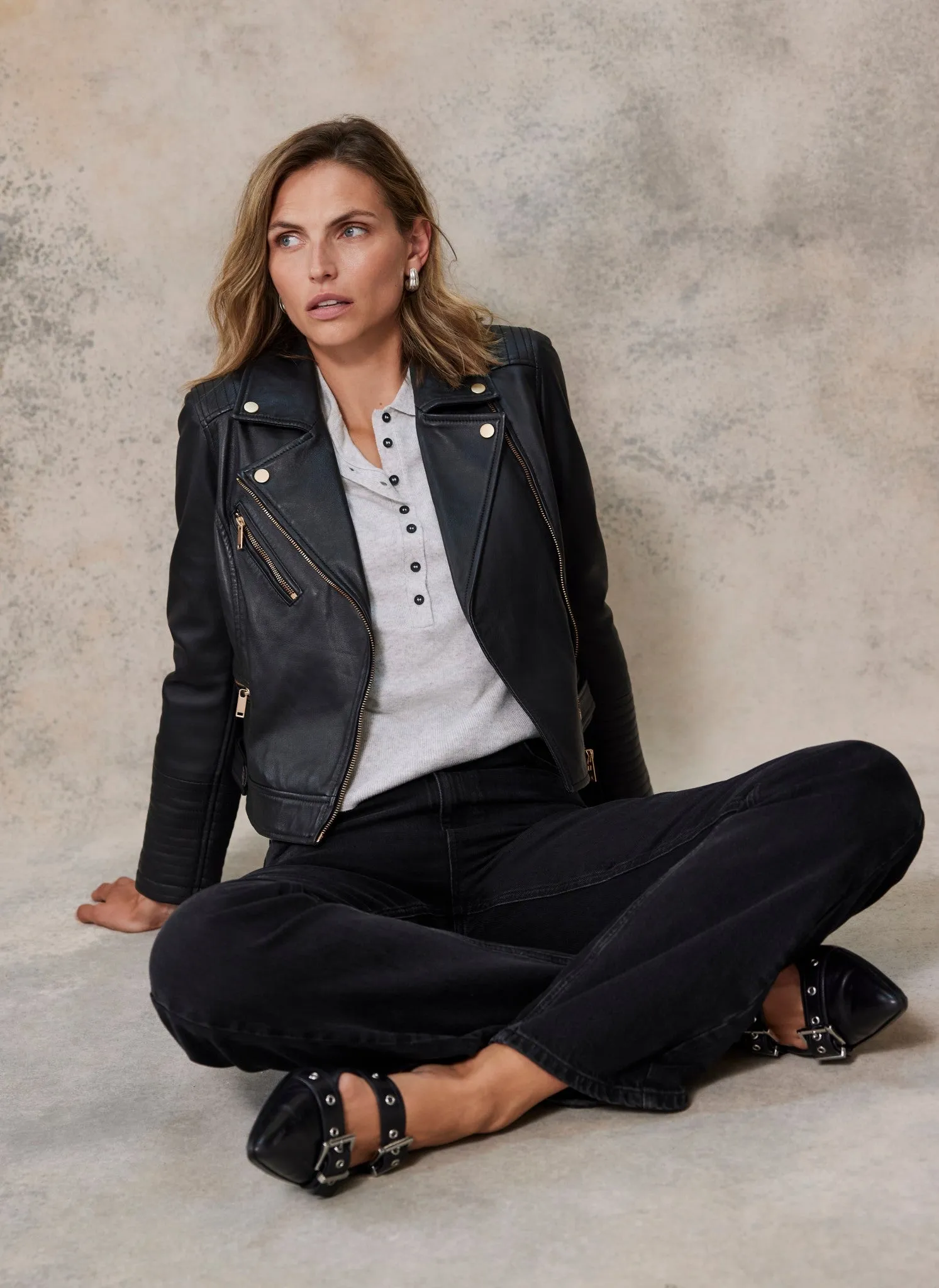 Grey Cotton Blend Polo Knit Top sold by Mint Velvet product image thumbnail 5