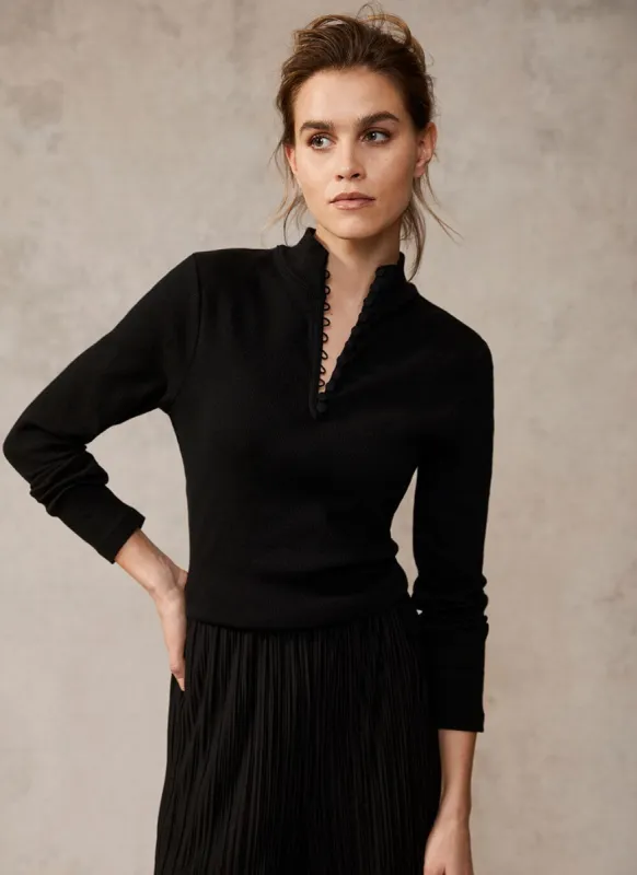 Black Rouleau Button Top sold by Mint Velvet