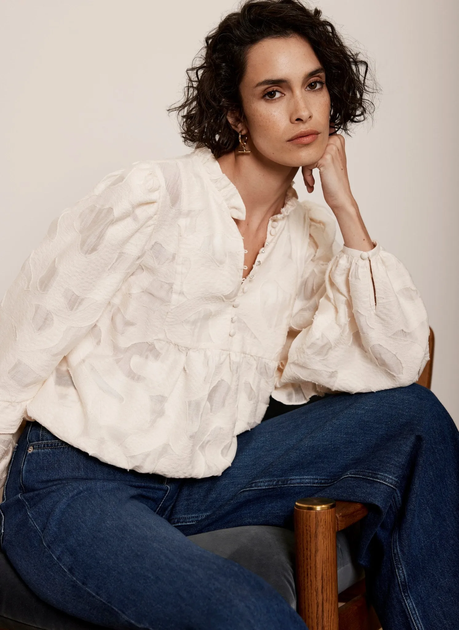 Cream Jacquard Blouse sold by Mint Velvet product image thumbnail 4