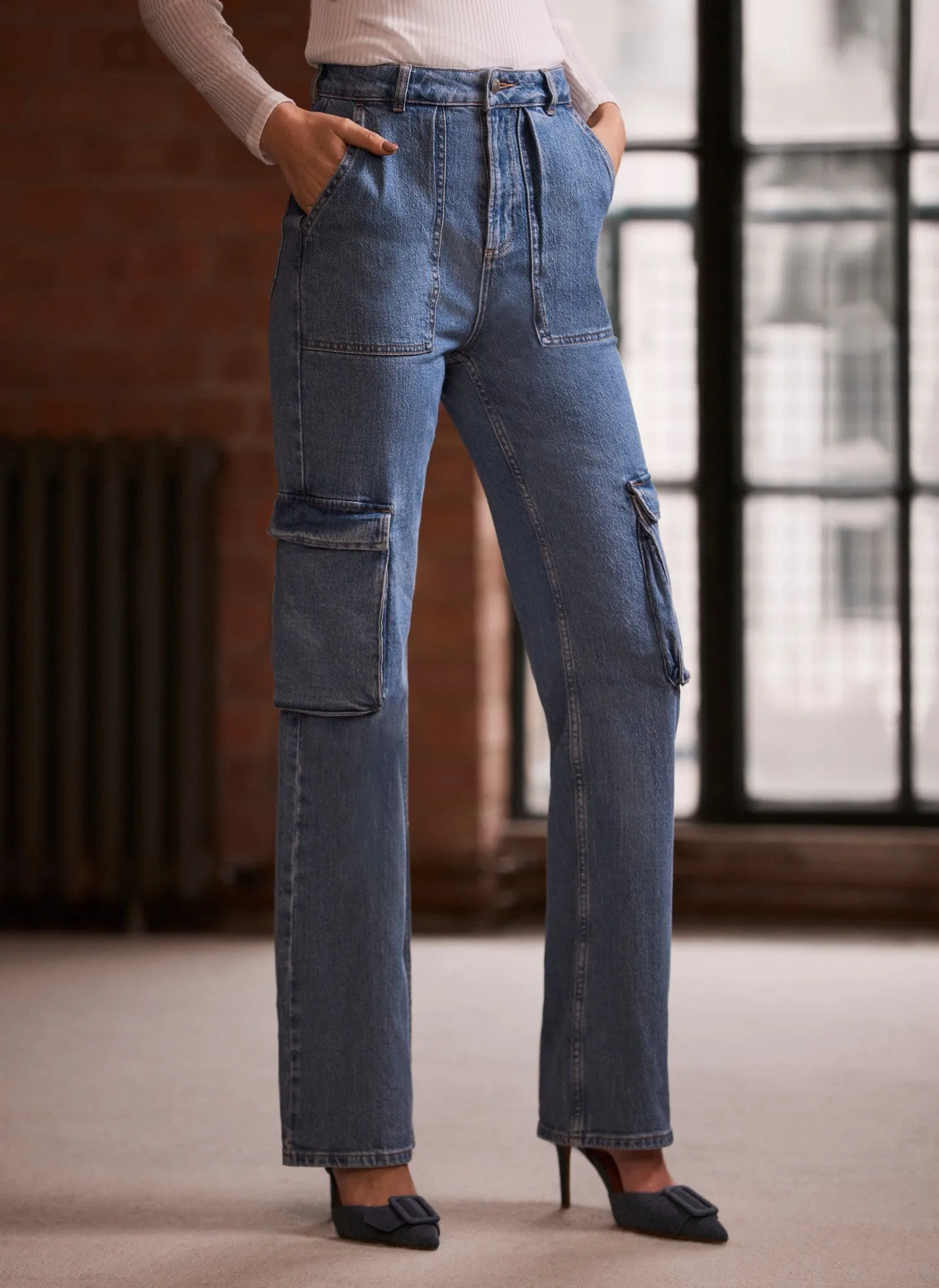 Light Indigo Wide Cargo Jeans sold by Mint Velvet product image thumbnail 2