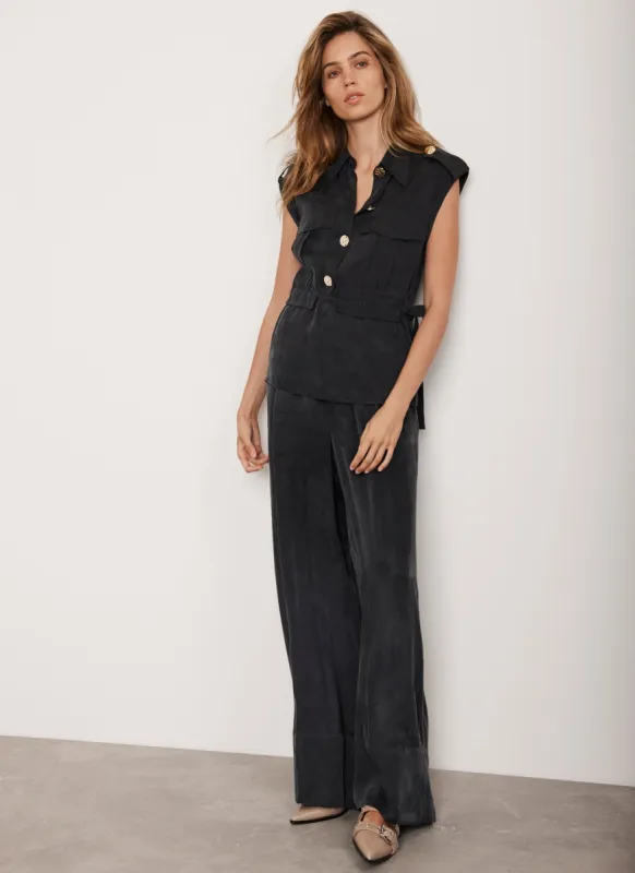 Navy Drawstring Wide Trousers sold by Mint Velvet