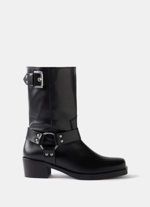 Black Leather Biker Boots sold by Mint Velvet