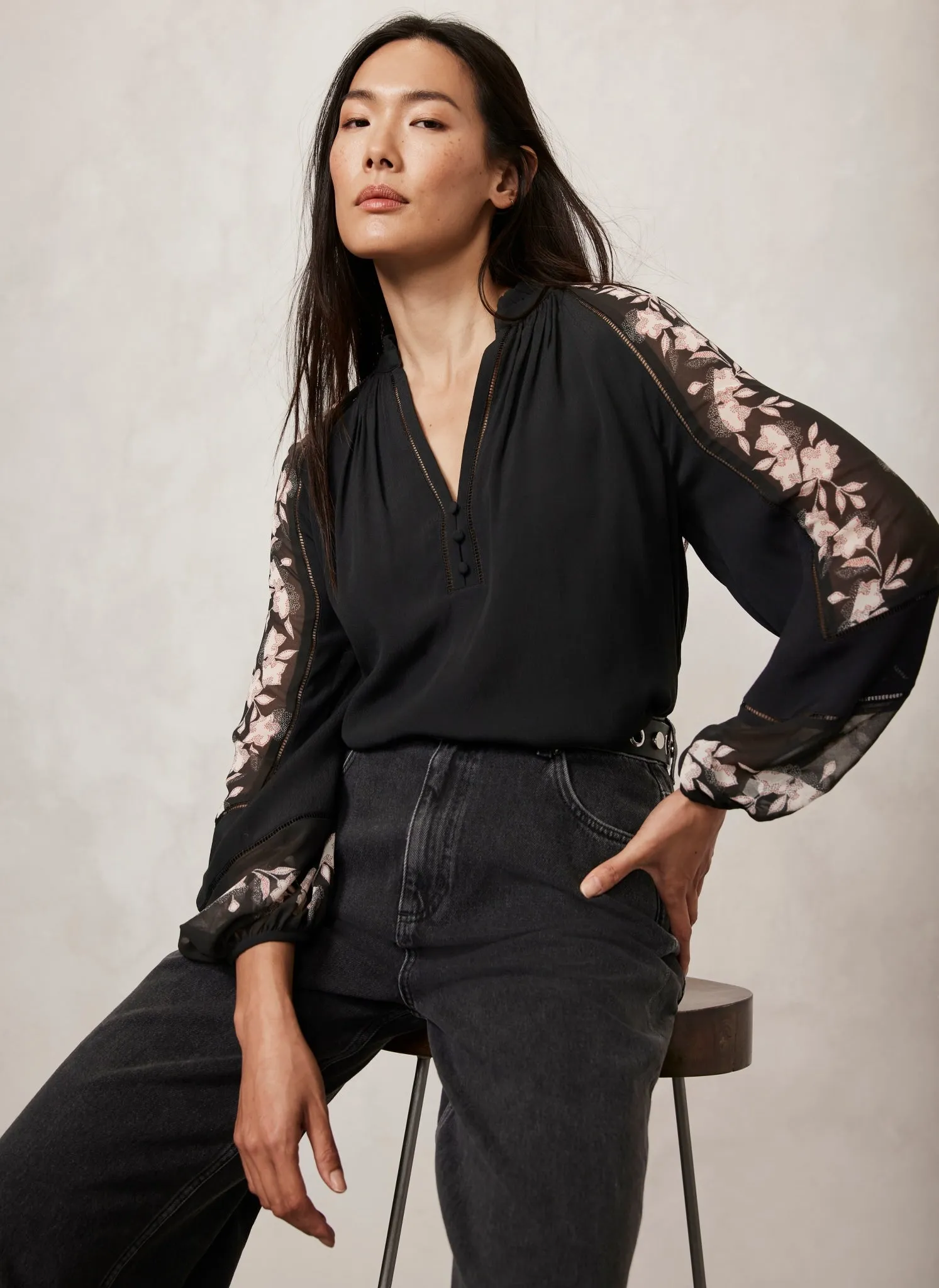 Black Floral Print Blouse sold by Mint Velvet product image thumbnail 3