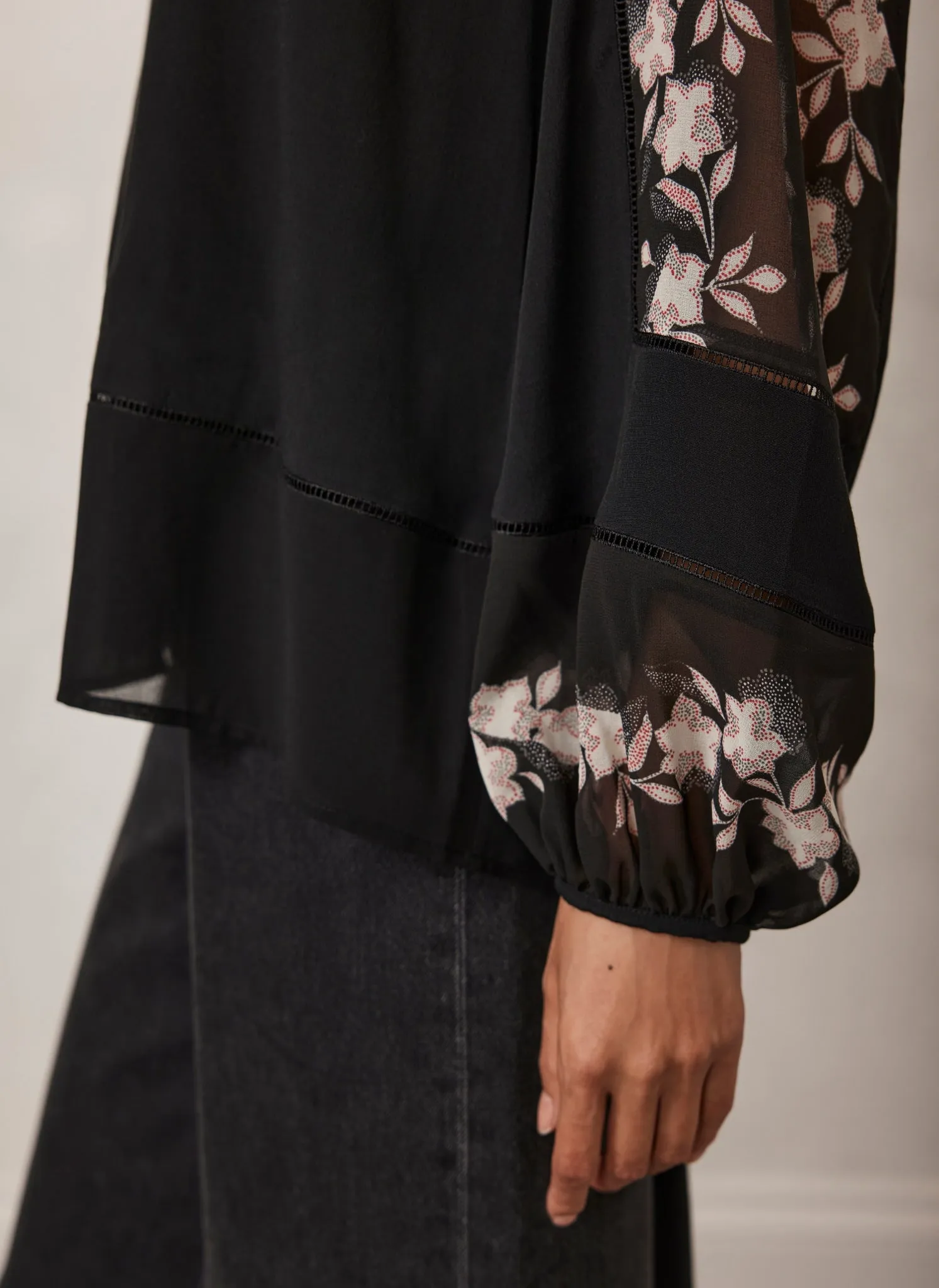 Black Floral Print Blouse sold by Mint Velvet product image thumbnail 4