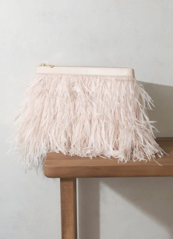 Neutral Feather Clutch Bag sold by Mint Velvet