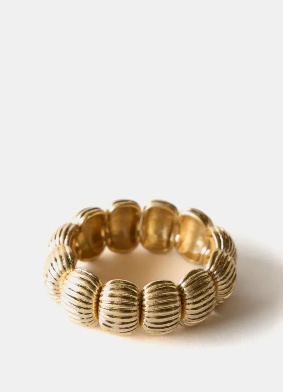 Gold Tone Ribbed Statement Bracelet sold by Mint Velvet