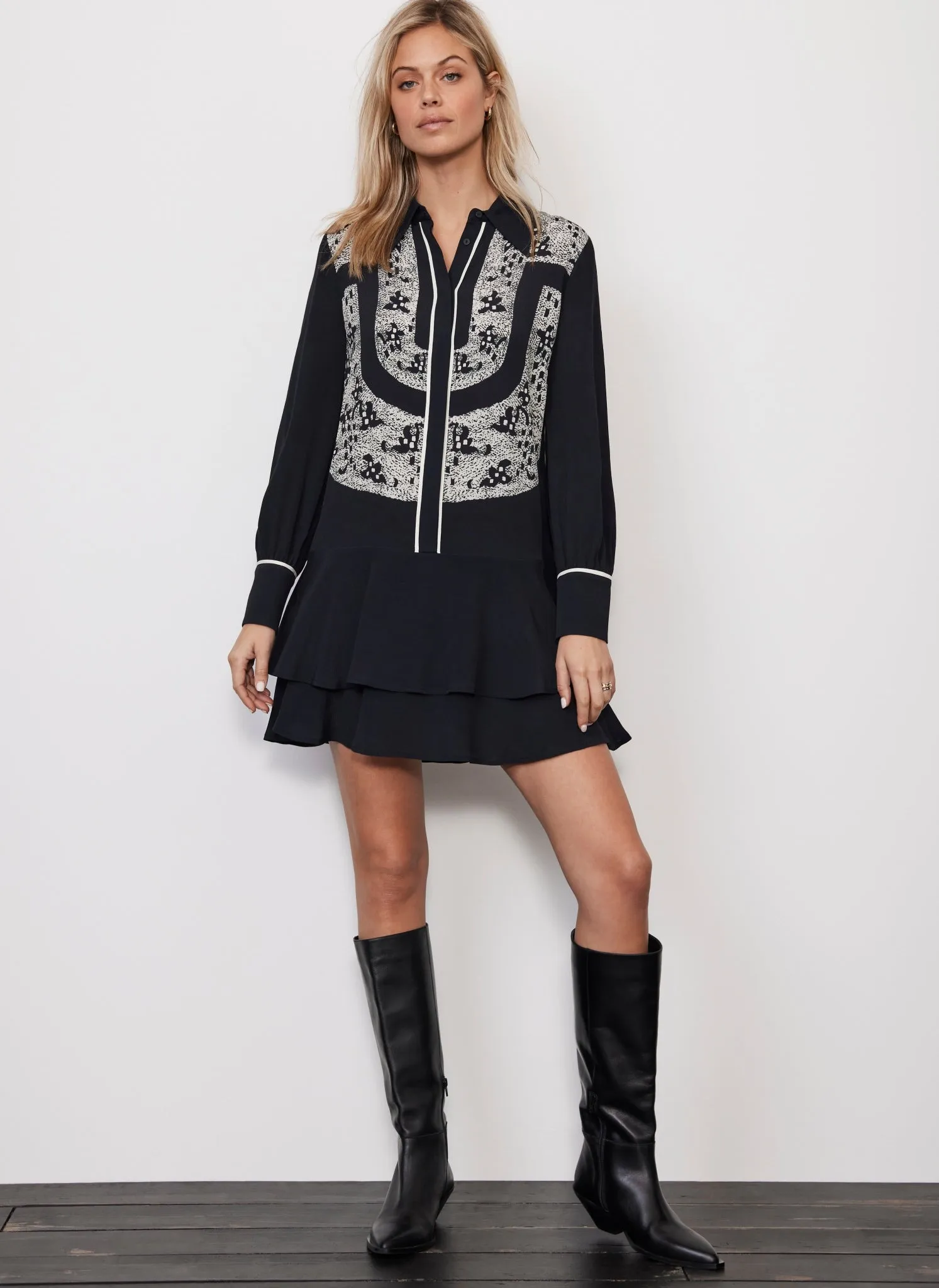 Black Lace Print Mini Dress sold by Mint Velvet product image thumbnail 2