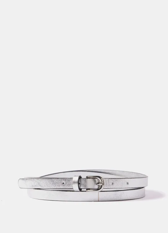Silver Skinny Leather Belt sold by Mint Velvet