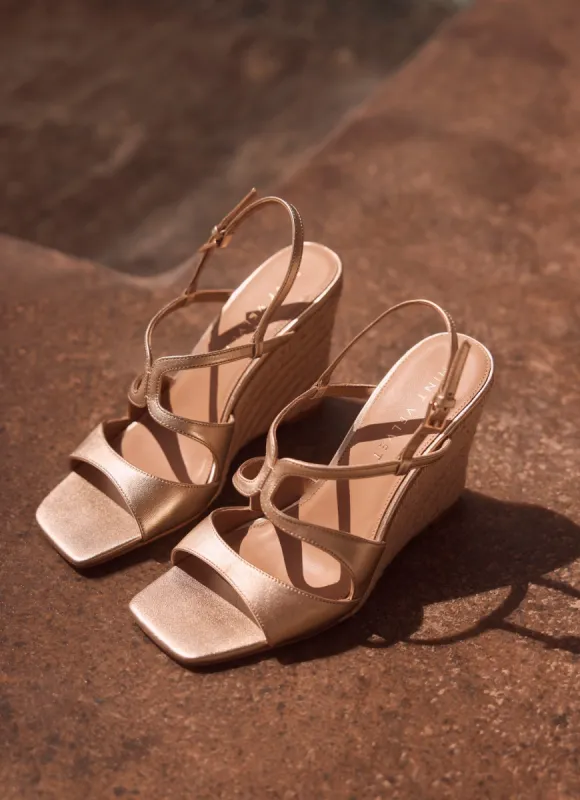 Gold Leather Espadrille Wedges sold by Mint Velvet