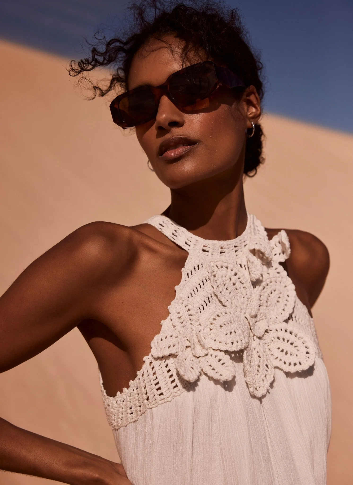 White Floral Crochet Halter Top sold by Mint Velvet product image thumbnail 3