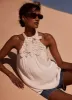 White Floral Crochet Halter Top sold by Mint Velvet