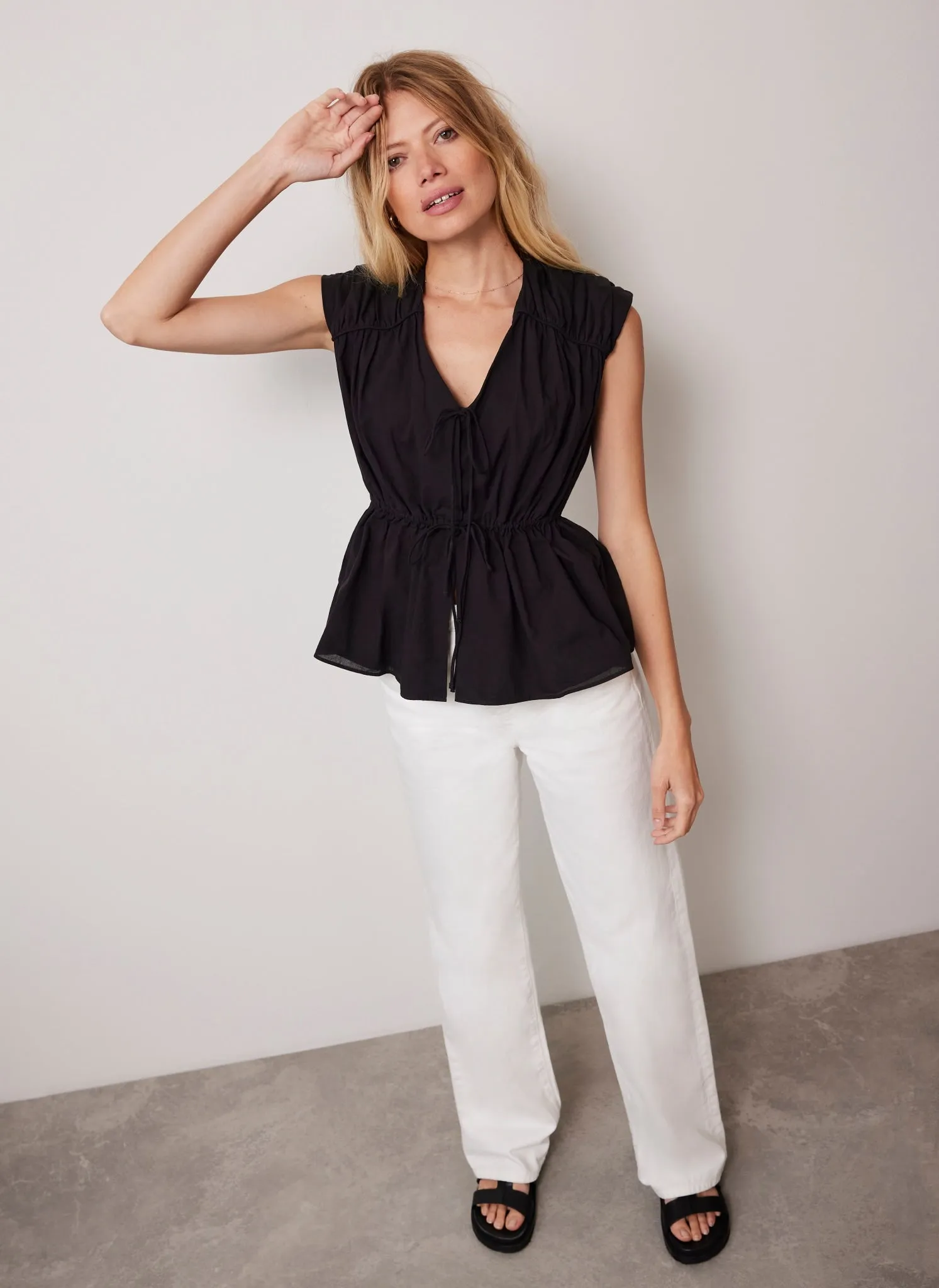 Black Cotton Tie Front Top sold by Mint Velvet product image thumbnail 2