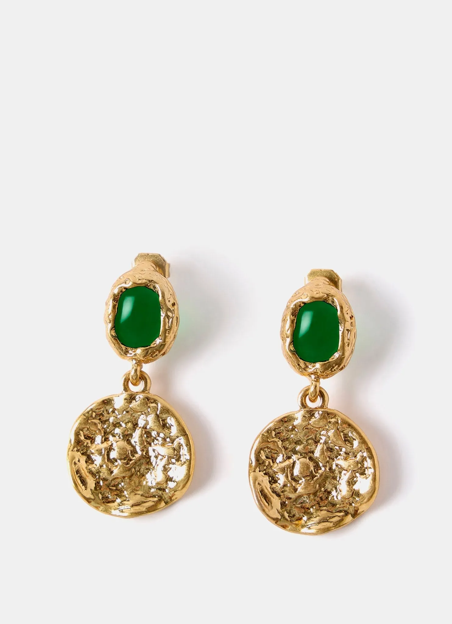 Green Stone Drop Disc Earrings sold by Mint Velvet product image thumbnail 2