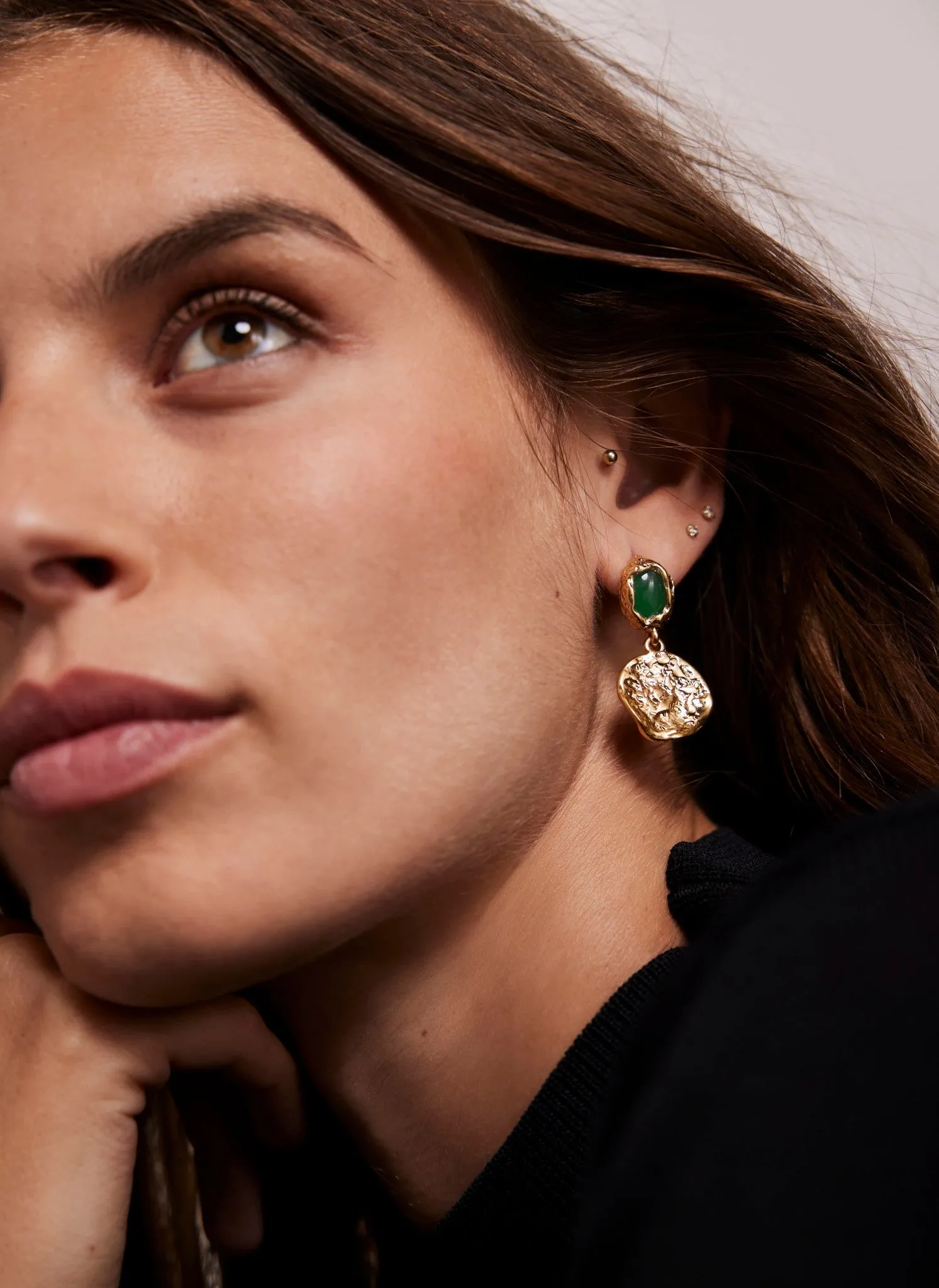 Green Stone Drop Disc Earrings sold by Mint Velvet product image thumbnail 5