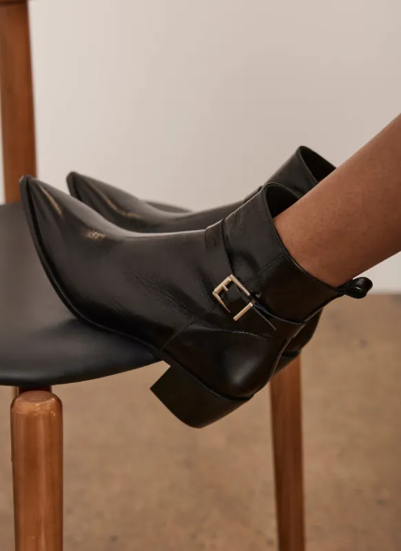 Black Leather Buckled Ankle Boots sold by Mint Velvet