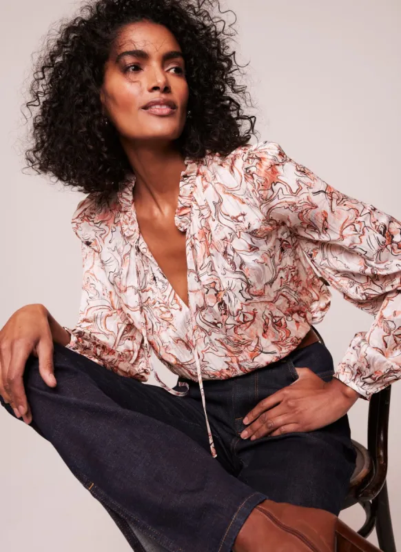 Neutral Marble Print Blouse sold by Mint Velvet