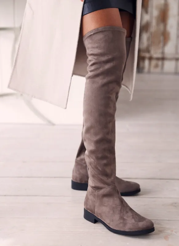 Luella Taupe Long Boots sold by Mint Velvet