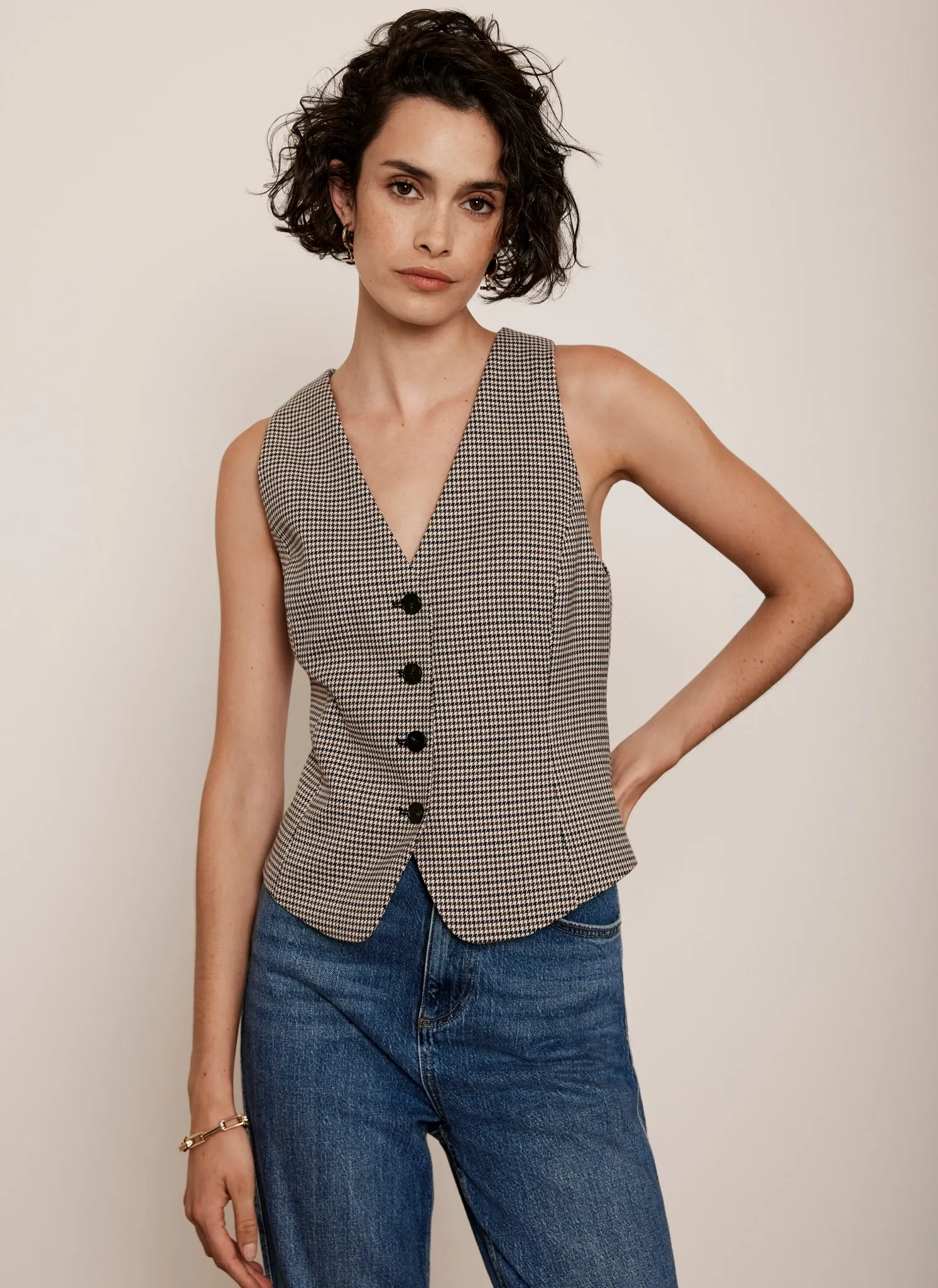 Neutral Check Waistcoat sold by Mint Velvet product image thumbnail 3