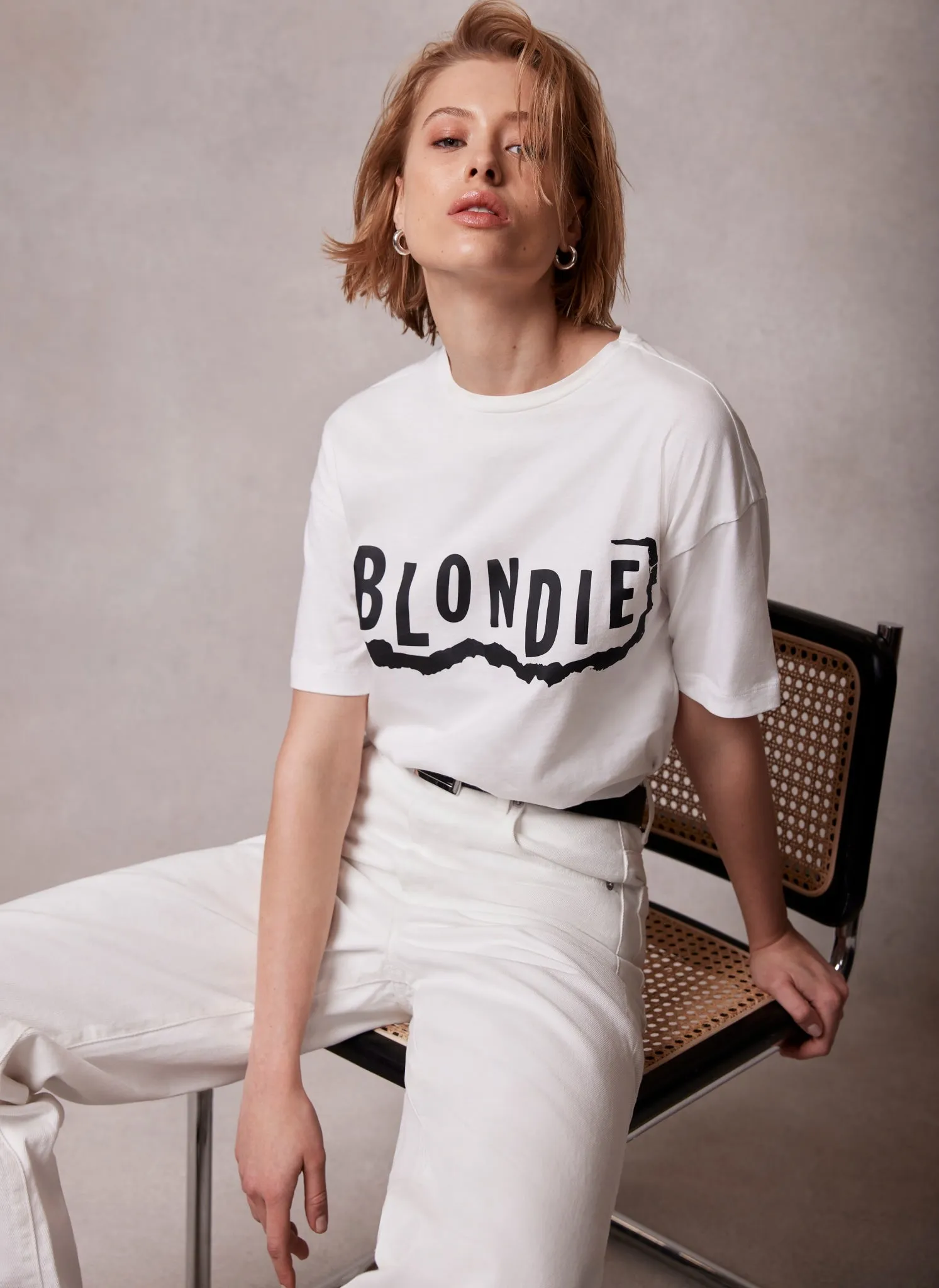 White Blondie Slogan T-Shirt sold by Mint Velvet