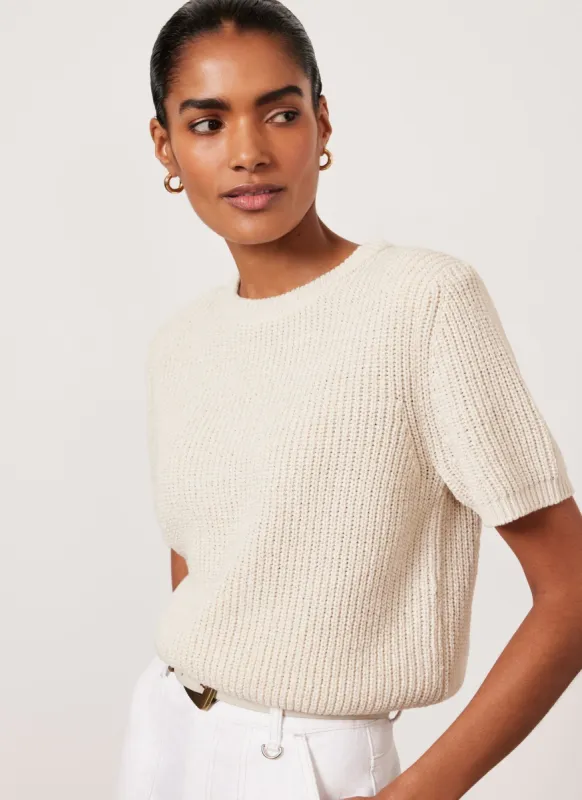 Beige Shoulder Pad Knit Top sold by Mint Velvet