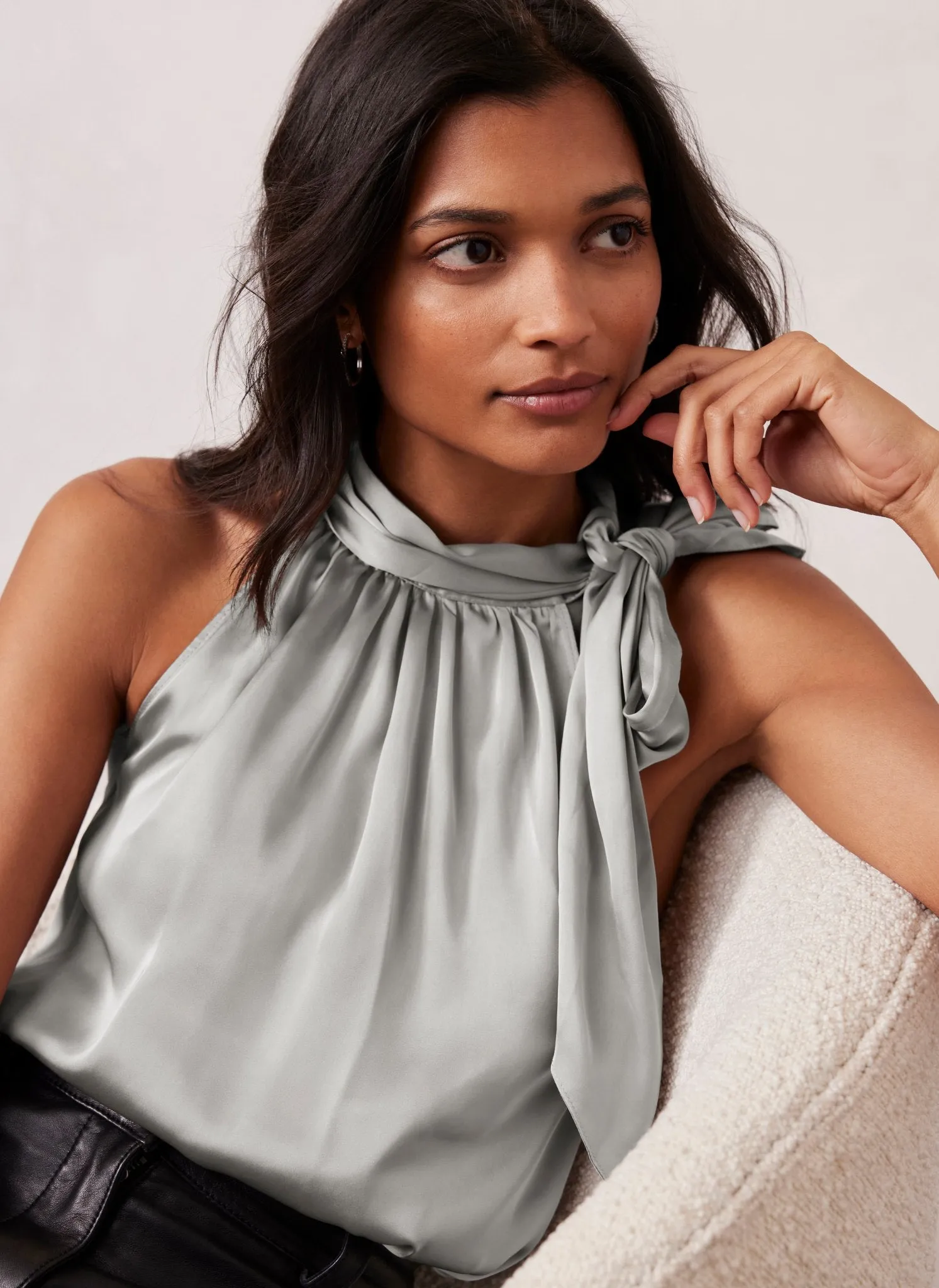 Silver Satin Halter Top sold by Mint Velvet product image thumbnail 4