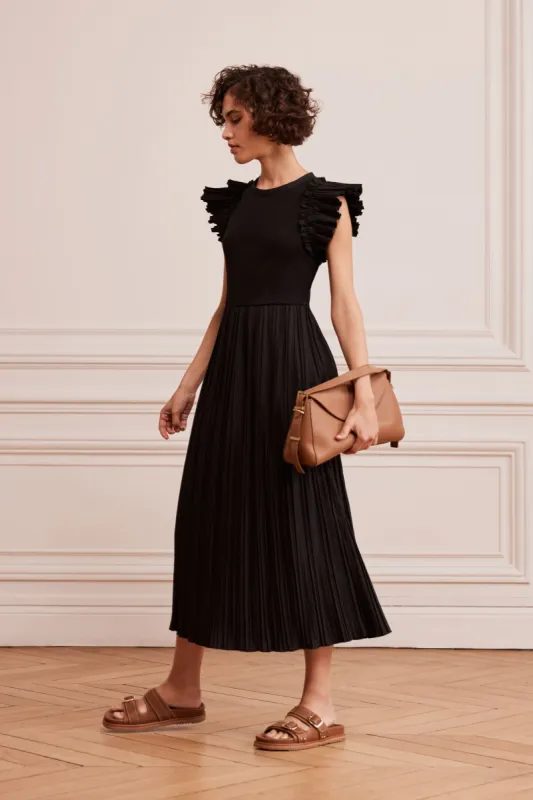 Navy Jersey Crinkle Midi Dress sold by Mint Velvet
