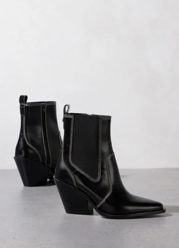 Black Patent Cowboy Boots made by Mint Velvet
