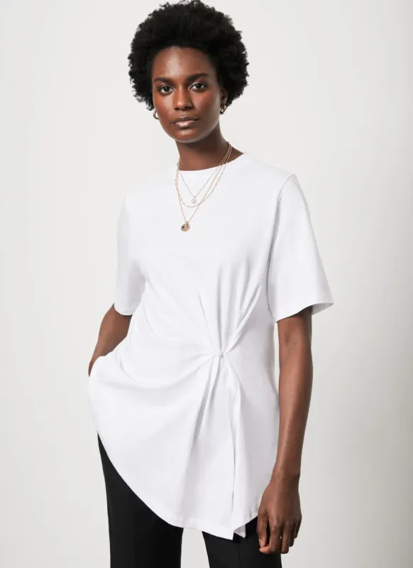 White Cotton Button Detail T-Shirt sold by Mint Velvet