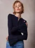 Navy Fluted Sleeve Henley Top sold by Mint Velvet