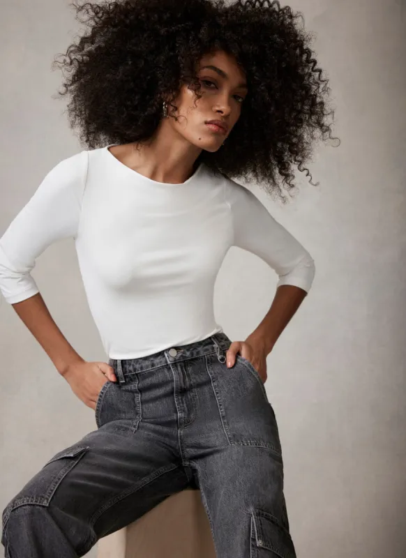 White Layering Wide Neck Top sold by Mint Velvet