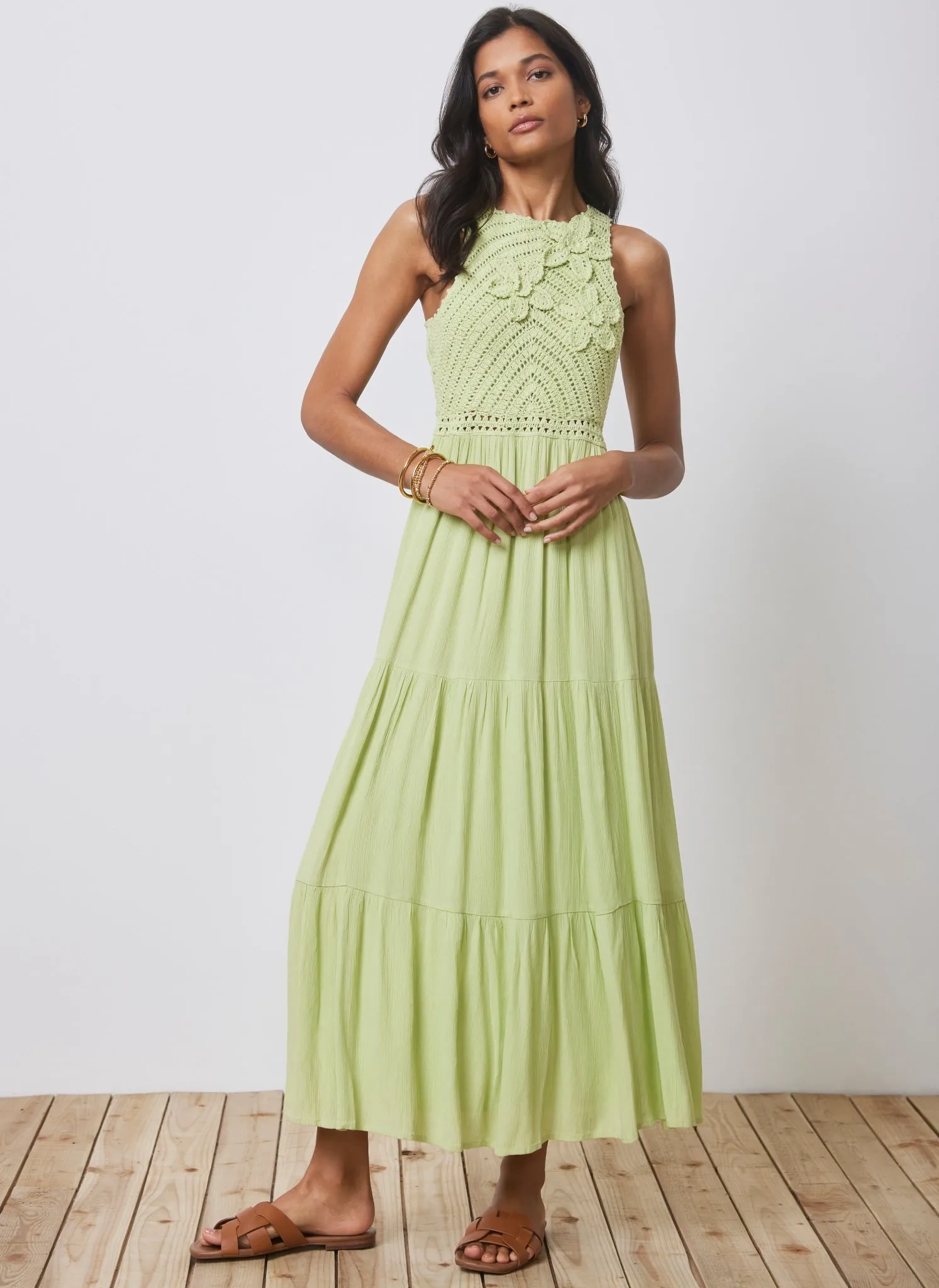 Green Floral Crochet Maxi Dress sold by Mint Velvet product image thumbnail 5