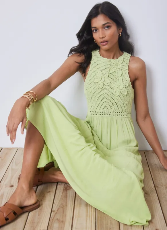 Green Floral Crochet Maxi Dress sold by Mint Velvet