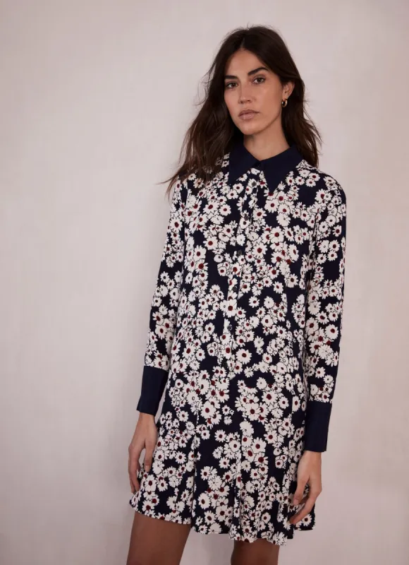 Navy Floral Print Mini Dress sold by Mint Velvet
